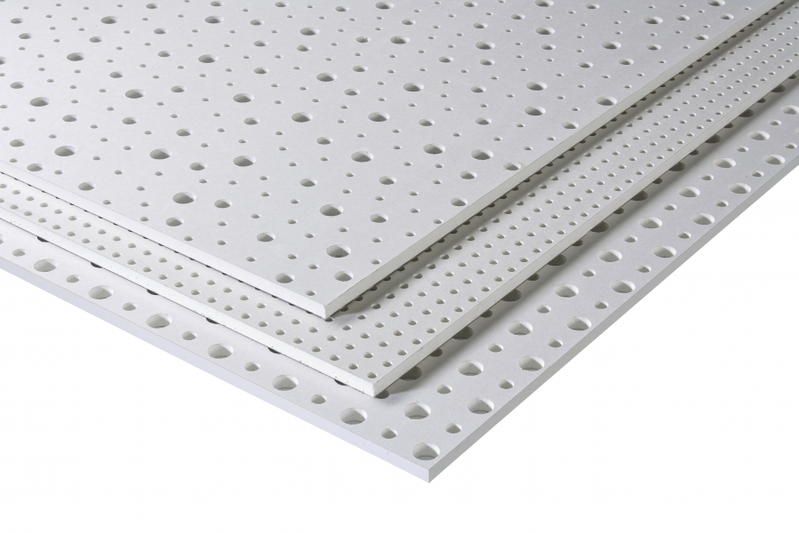 La pila de placas de cartón yeso especiales con placas de yeso con aislamiento  acústico mejorado